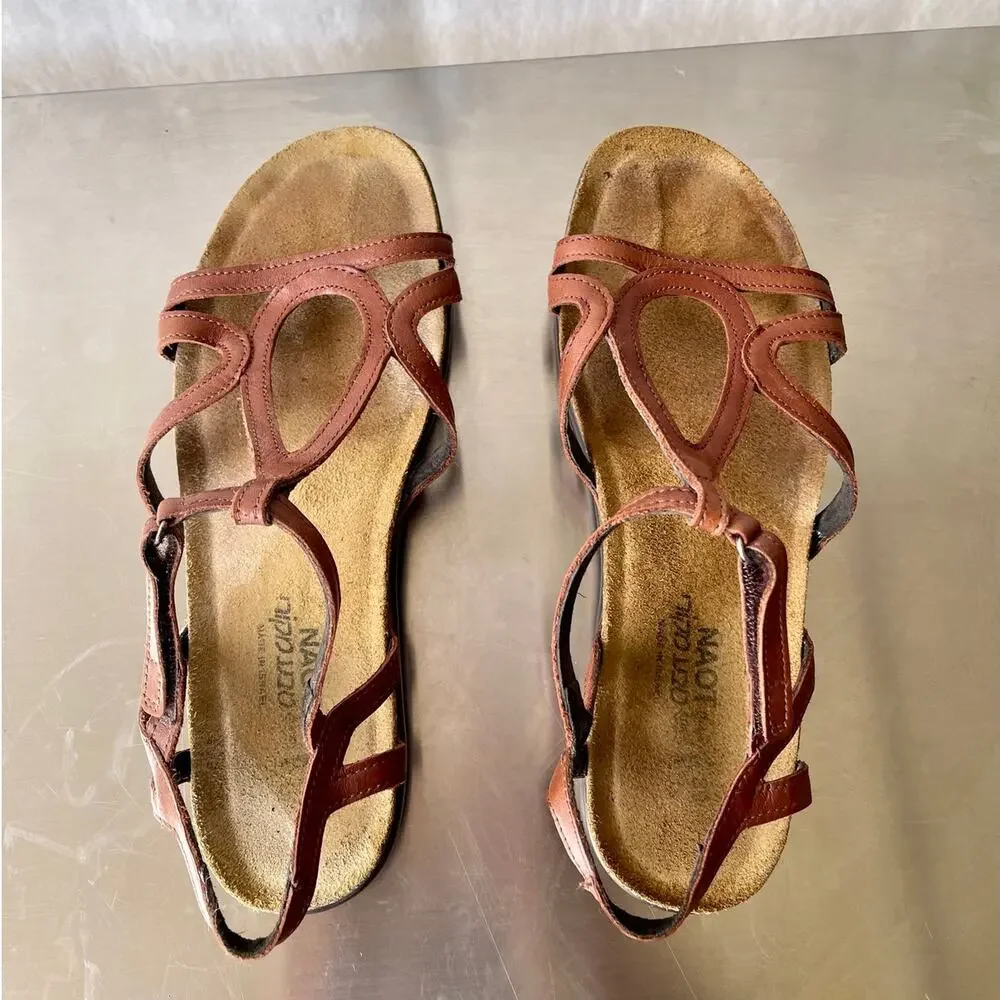 Naot Dorith Brown Maple Sandals Ankle Strap Women EU 39/US 8